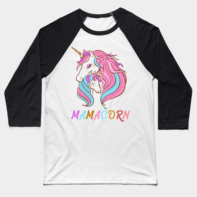 Cute Funny Mamacorn Unicorn Mama - Mother's Day Baseball T-Shirt by DressCool